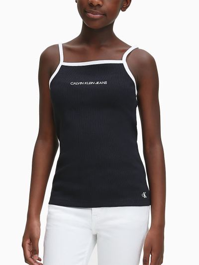 Calvin Klein Ruhák HU913092 | Calvin Klein Organic Cotton Ribbed Lány Trikó Fekete